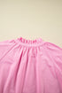 Half Zip Puff Sleeve Top and Ruffled Shorts Set
